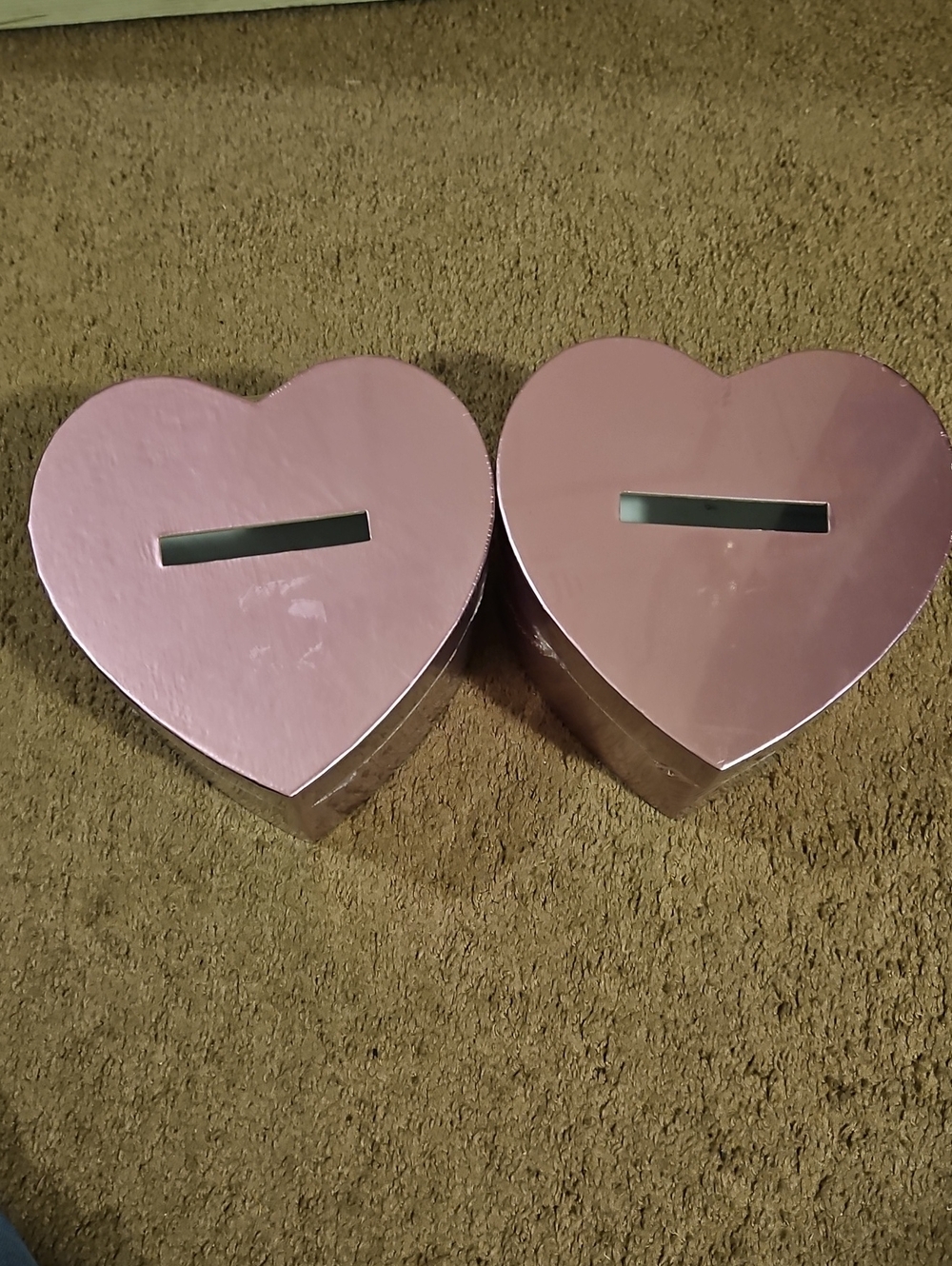 Set of 2 Pink Heart-Shaped Trinket Boxes